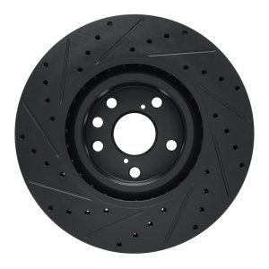 Lexus IS200T Brake Rotor (1) - Right Front - R1 Concepts - Drilled & Slotted - Black - `11-`25